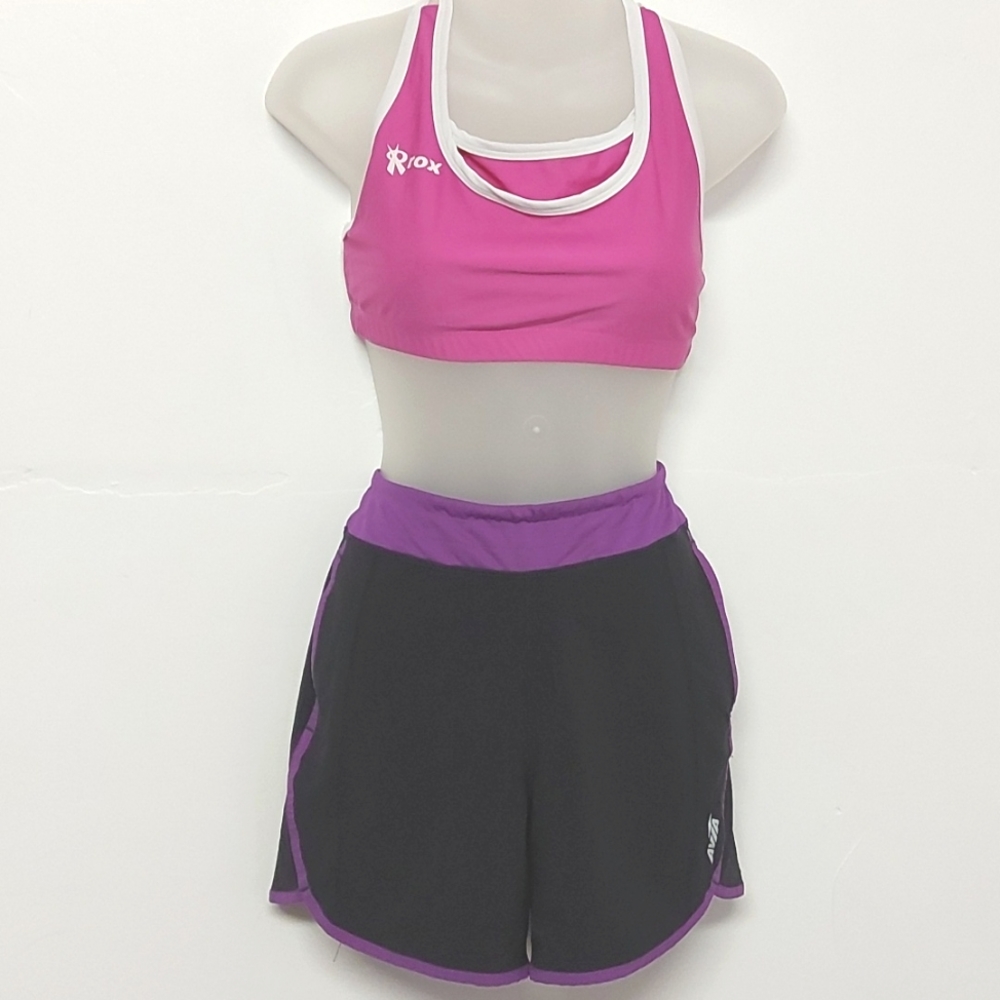 3 for $25- Avia Sports Shorts in Black & Purple, Size M
